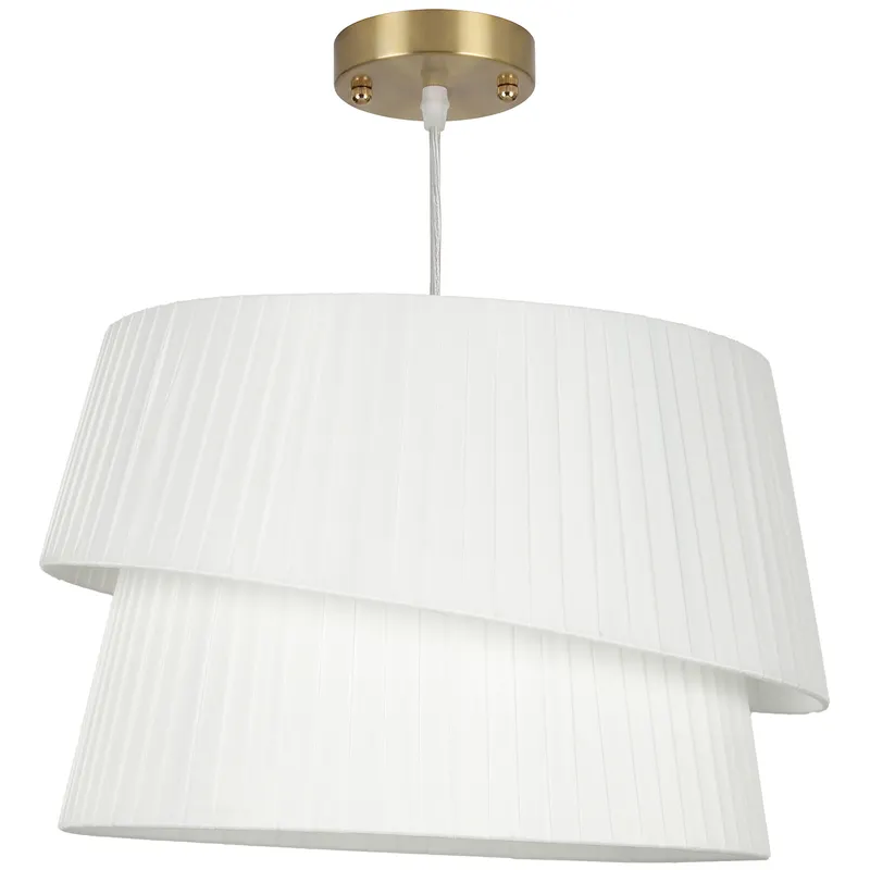 HOMCOM Lampă suspendată elegantă cu abajur dublu, reglabilă pe înălțime, pentru living, Alb