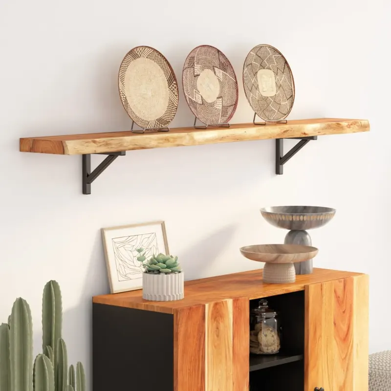 raft perete 180x20x2,5cm dreptunghiular lemn acacia margine vie
