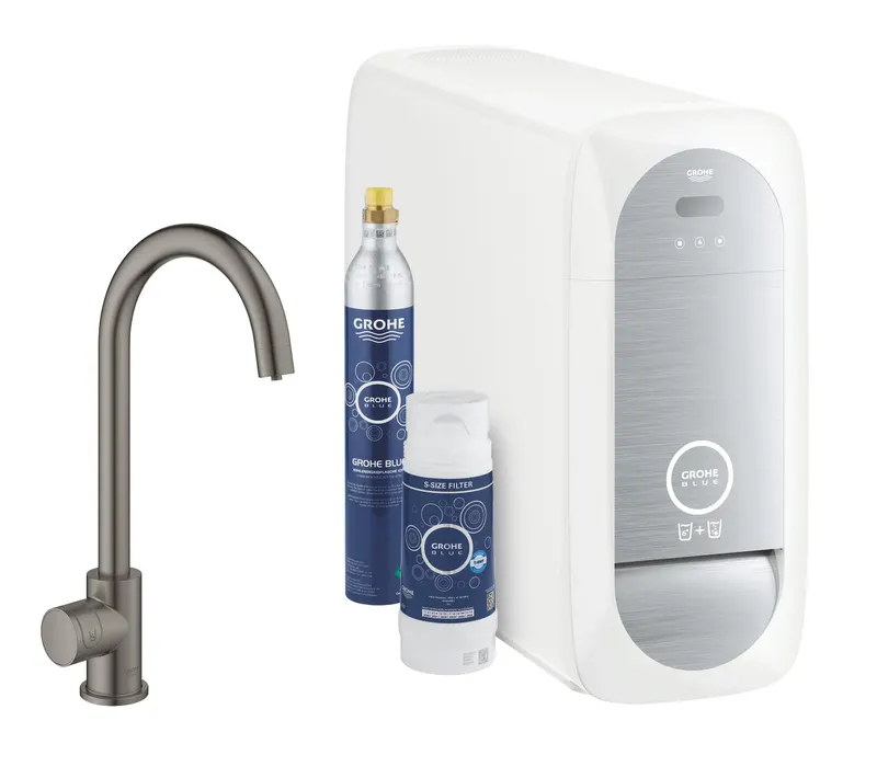 Filtru de bucatarie Grohe 31498AL1, Blue Home Mono, medie, Tip C, filtrare, racire, apa carbogazoasa, mat, grafit