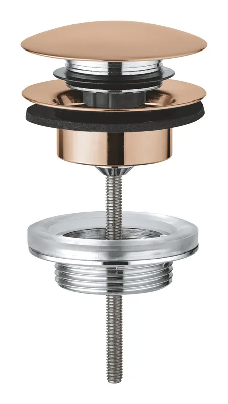 Ventil push to open Grohe 65807DL0, 64 mm, 70 mm, 35 diametru, 1 1 4 diametru montaj, universal, Cupru