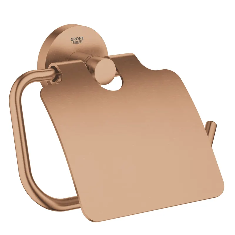 Suport hartie Grohe 40367DL1, igienica Essentials, tip instalare pe perete, capac, elemente fixare ascunse, cupru