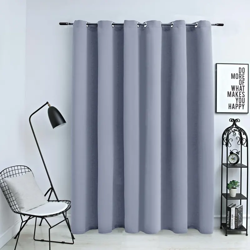 draperie opaca cu inele metalice, gri, 290 x 245 cm