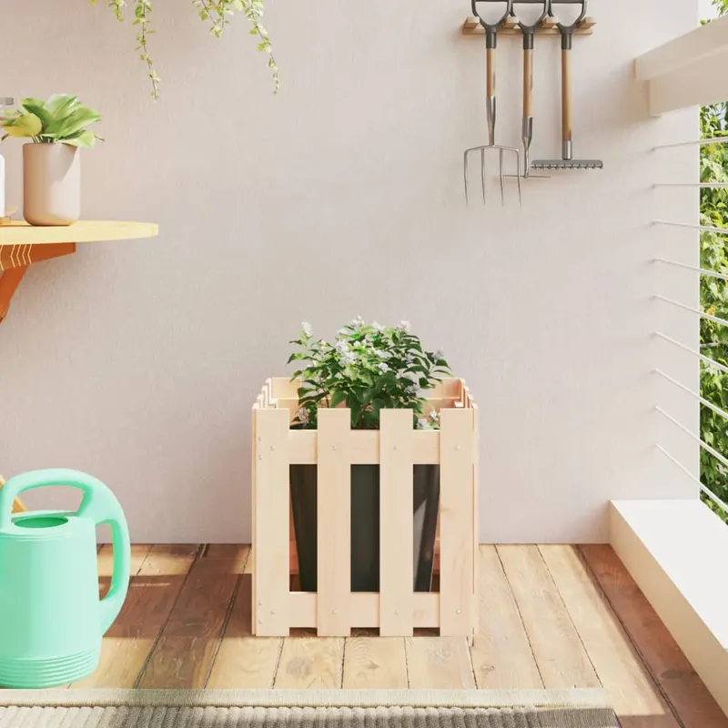 jardiniera gradina design gard, 40x40x40 cm, lemn masiv de pin