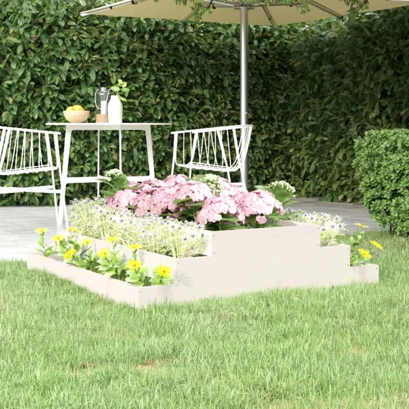 jardiniera, alb, 110x110x27 cm, lemn masiv de pin