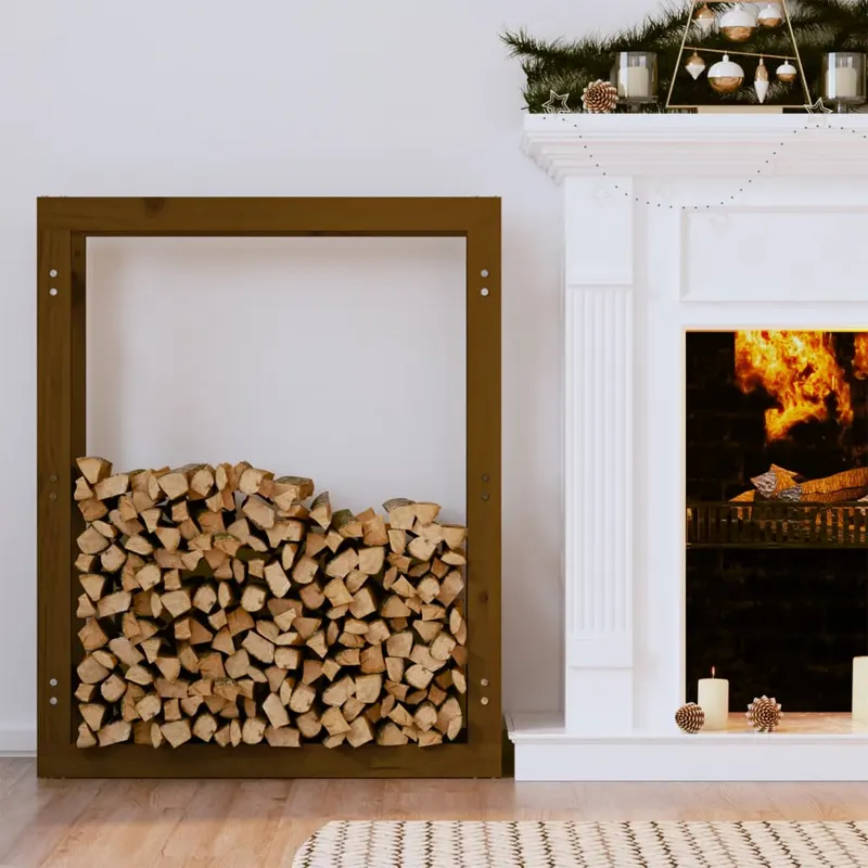 rastel lemne de foc, maro miere, 80x25x100 cm, lemn masiv pin