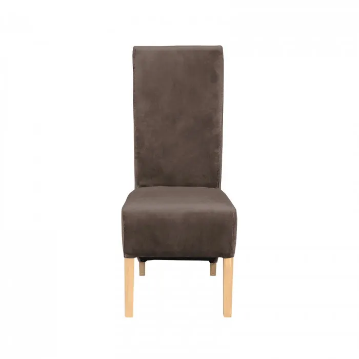 Scaun living VANESSA, picioare lemn natur, stofa maro, 47x60x110 cm