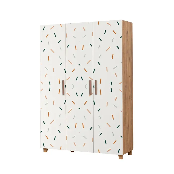 Dulap LEVA HEDERA LINE, 3 usi, pin atlantic + alb, 120x48x189 cm