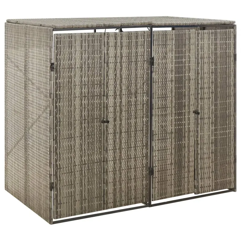 magazie de pubele dubla, gri, 140x80x117 cm, poliratan