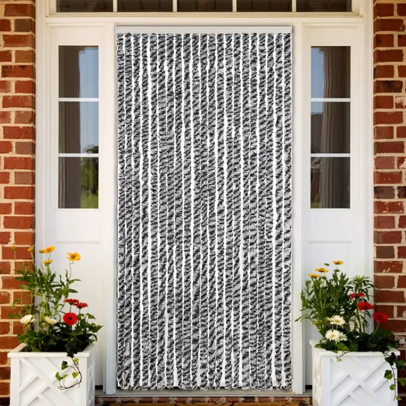 perdele pentru insecte, gri si alb-negru, 90x200 cm, chenille