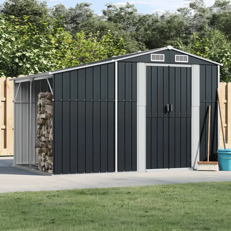 Sopron de gradina, antracit, 277x192,5x179 cm, otel galvanizat