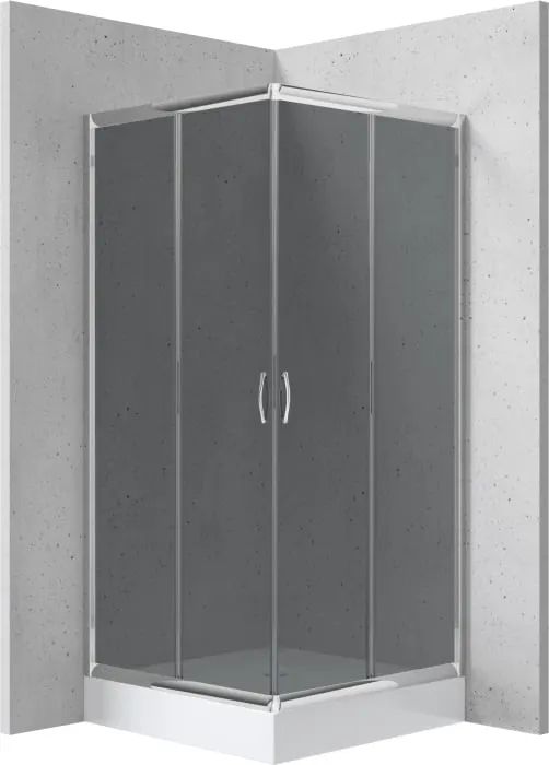 Cabina de dus crom grafit patrata cu cadita alba 80x80 cm Deante Funkia