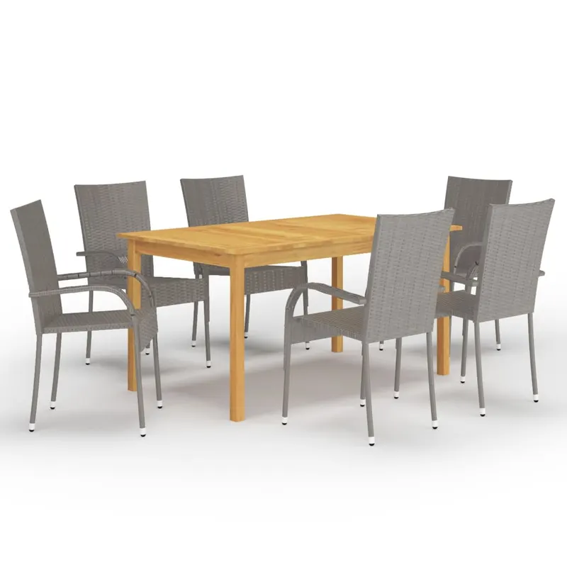 set mobilier pentru gradina, 7 piese, gri