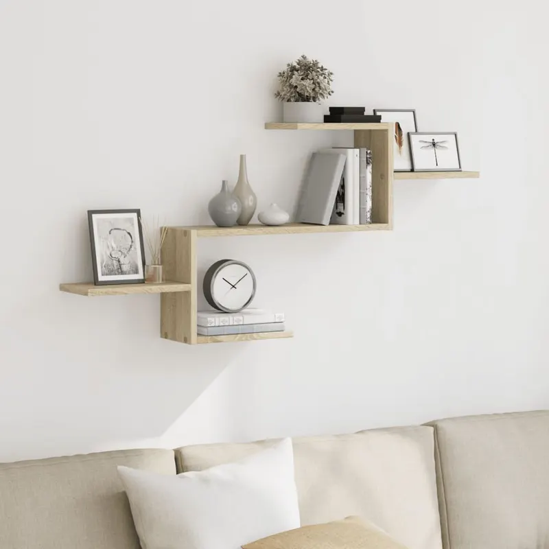 raft de perete, stejar sonoma, 104x15x49 cm, lemn prelucrat