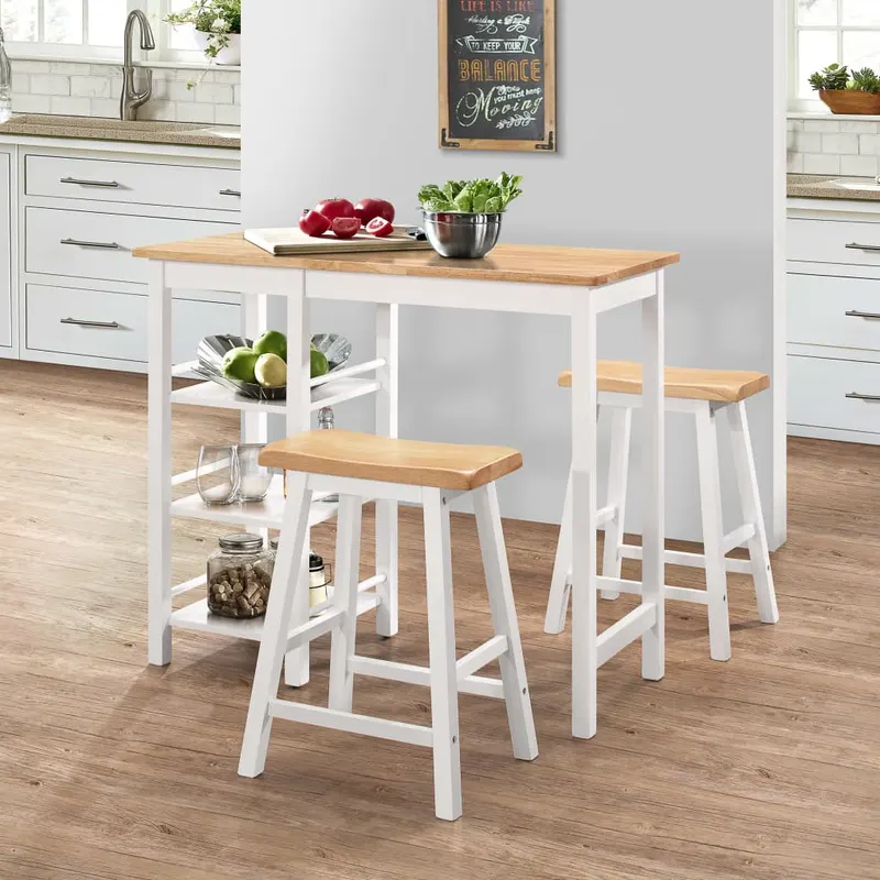 set mobilier de bar, 3 piese, alb, mdf