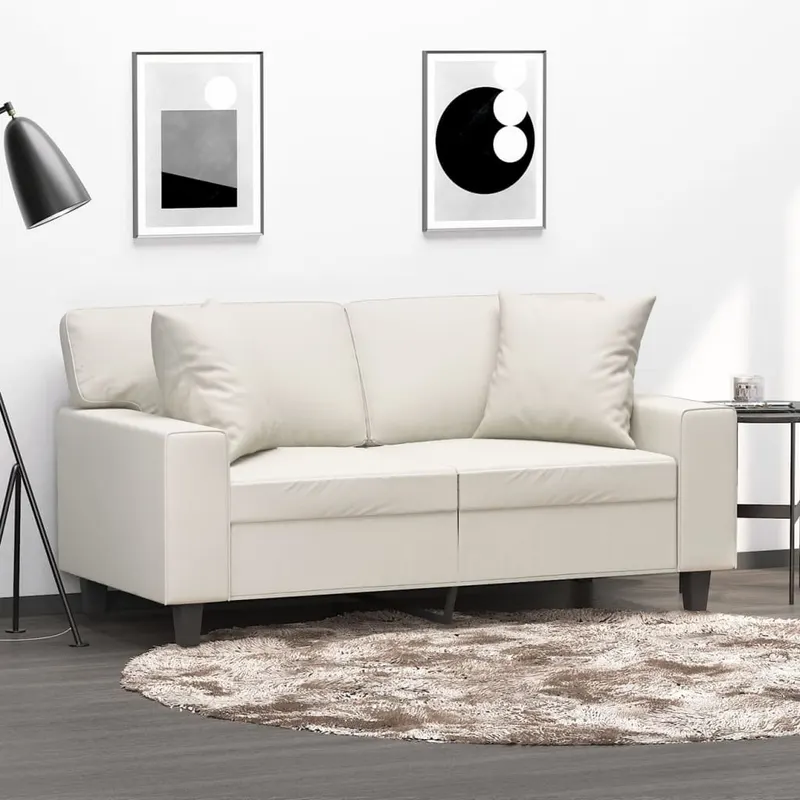 perne decorative, 2 buc., crem, 40x40 cm, piele ecologica
