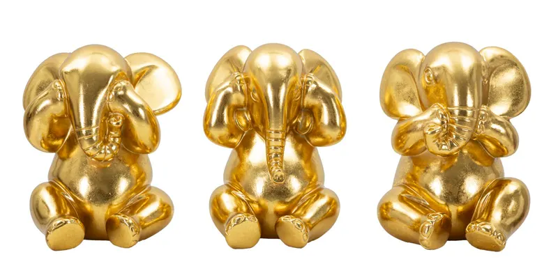Mauro Ferretti Elefant Nu Vad/Nu Aud/Nu Vorbesc Set 3 Bucati, cm Ø 15,5X20,5