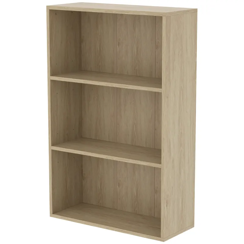 HOMCOM Bibliotecă etajeră de depozitare cu 3 compartimente și etajeră reglabilă, 60 x 24 x 93 cm, lemn natural