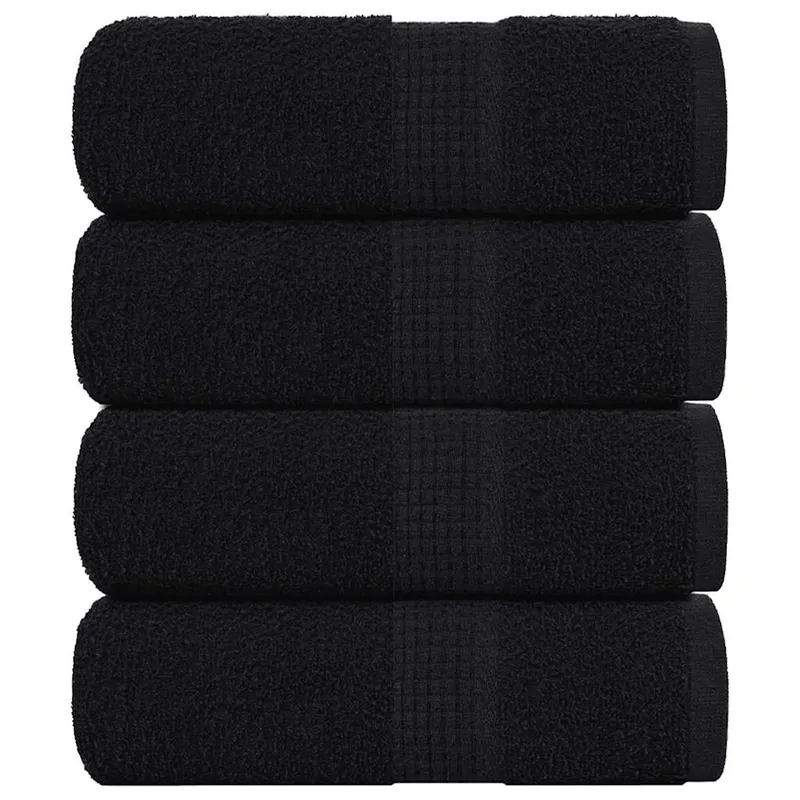 Prosoape de oaspeti, frogn, 4 buc., negru, 30x50 cm, 360 g/m2