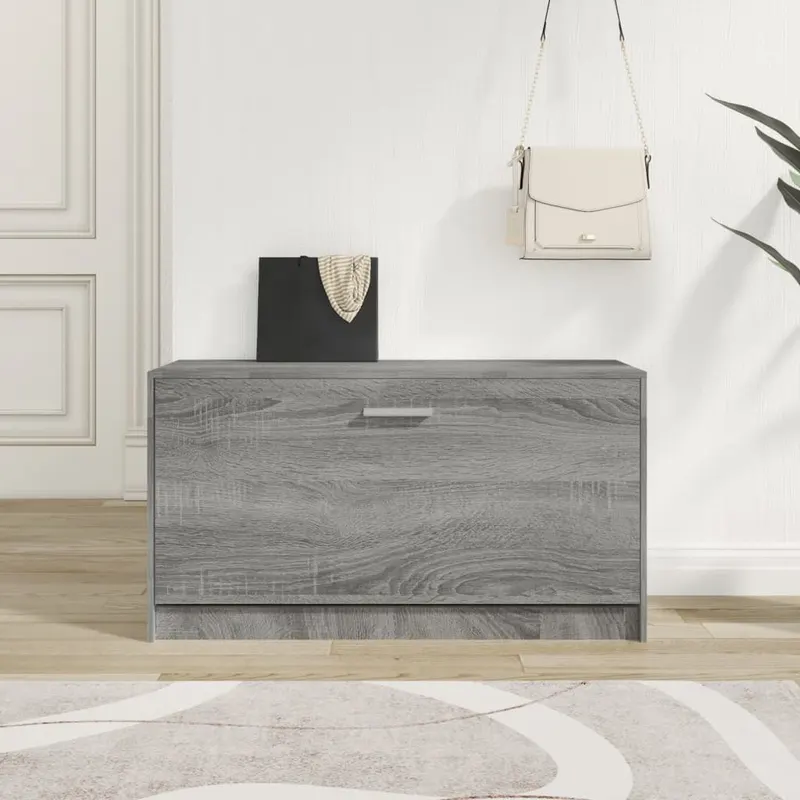 banca pentru pantofi, gri sonoma, 80x24x45 cm, lemn prelucrat