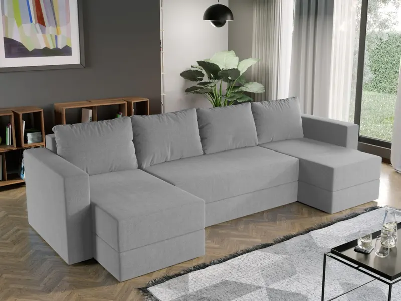 Coltar U Extensibil cu lada Alfa gri deschis — imaginea 2