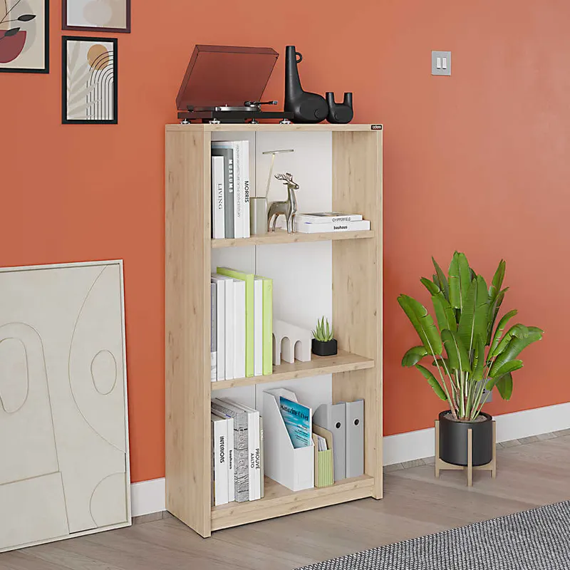 Biblioteca KTP-130-BB-1 Home Collection® Nino, 3 rafturi, Alb - Stejar, 58x106x23 cm - Stejar