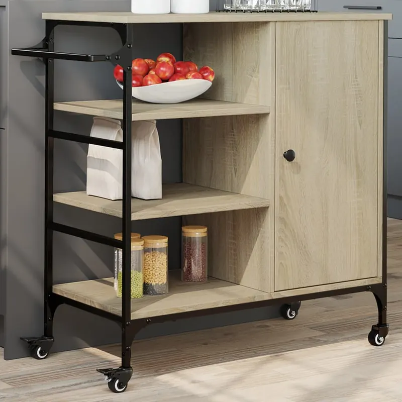 carucior de bucatarie, stejar sonoma, 87,5x38,5x84,5 cm, lemn