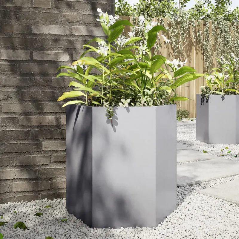 jardiniera de gradina 46x40x45 cm otel galvanizat hexagonal