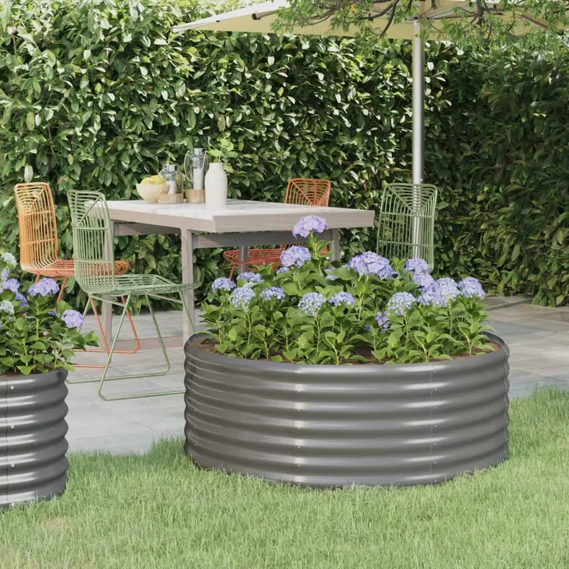 jardiniera gradina gri 100x100x36 cm otel vopsit electrostatic