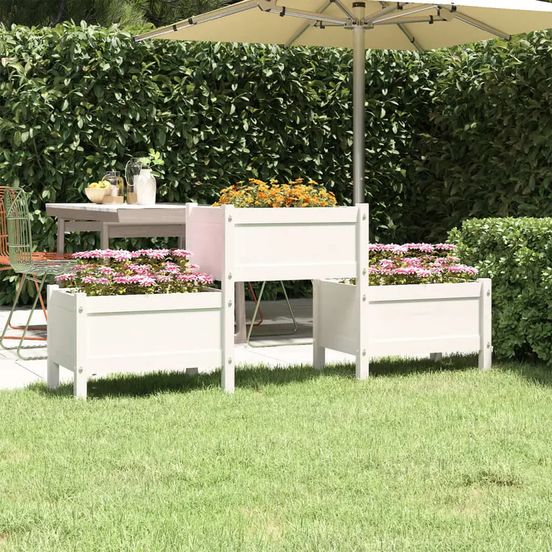 jardiniera, alb, 178,5x44x75 cm, lemn masiv de pin