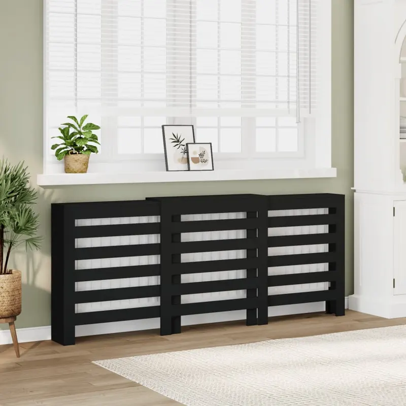 masca pentru calorifer, negru, 205x21,5x83,5 cm, lemn prelucrat