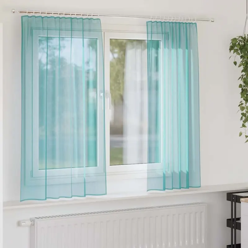 perdele voile cu bucle 2 buc turcoaz 140x175 cm