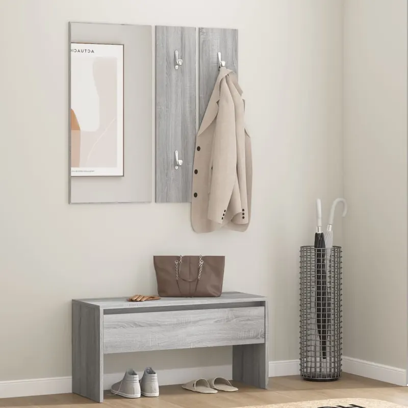 set de mobilier pentru hol, gri sonoma, lemn prelucrat