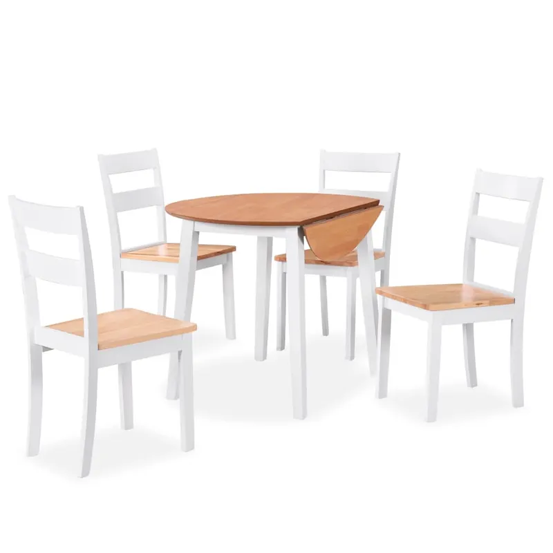 set mobilier de bucatarie, 5 piese, mdf si lemn de hevea, alb