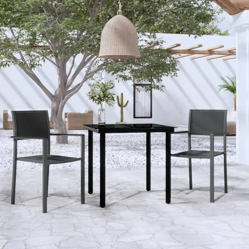 set de mobilier de gradina, 3 piese, negru