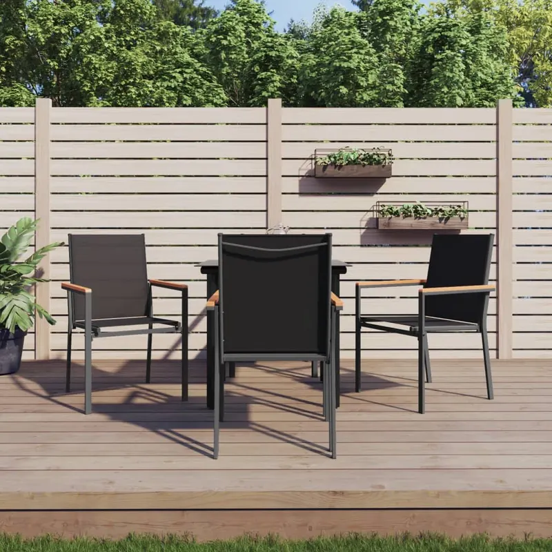 set mobilier de gradina, 5 piese, negru, textilena si otel