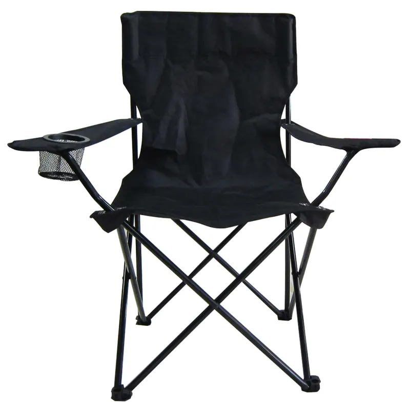 Scaun pliabil camping sau pescuit Sersimo, suport pahar, negru