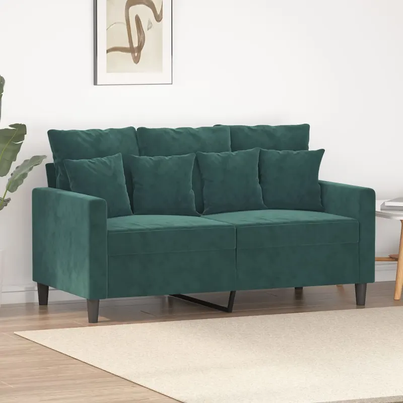 canapea cu 2 locuri, verde inchis, 120 cm, catifea