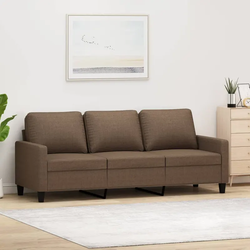 canapea cu 3 locuri, maro, 180 cm, material textil