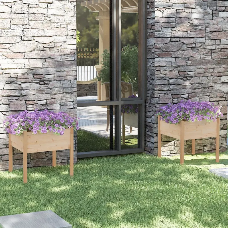jardiniere de gradina, 2 buc., 70x70x70 cm, lemn masiv de pin