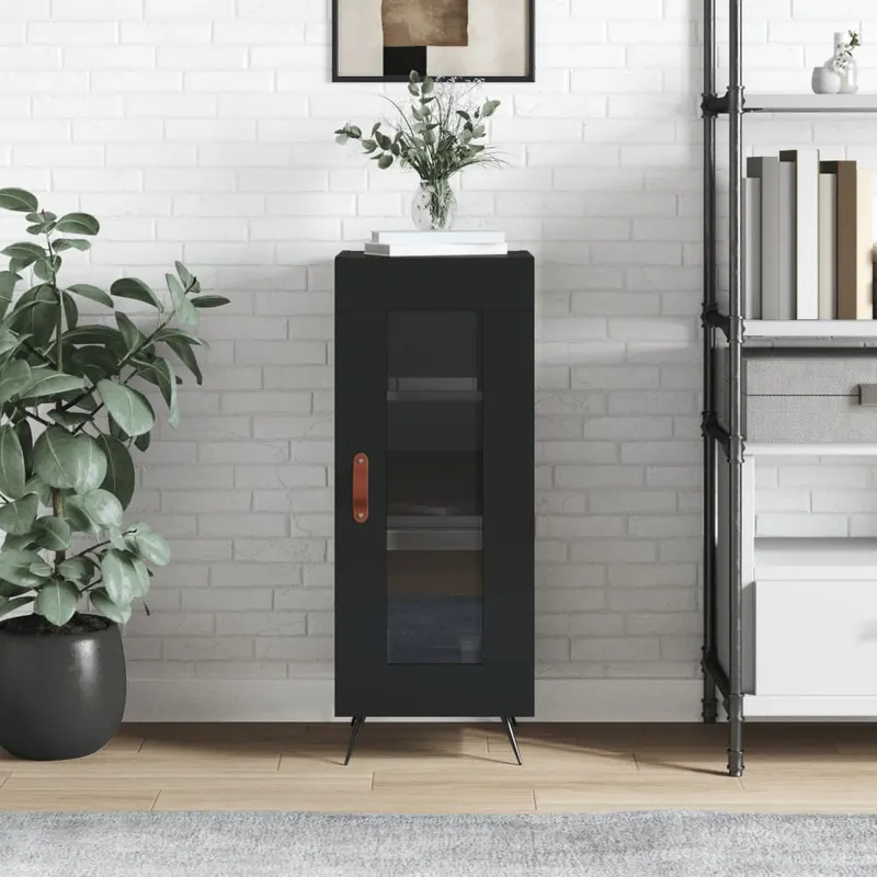servanta, negru, 34,5x34x90 cm, lemn compozit
