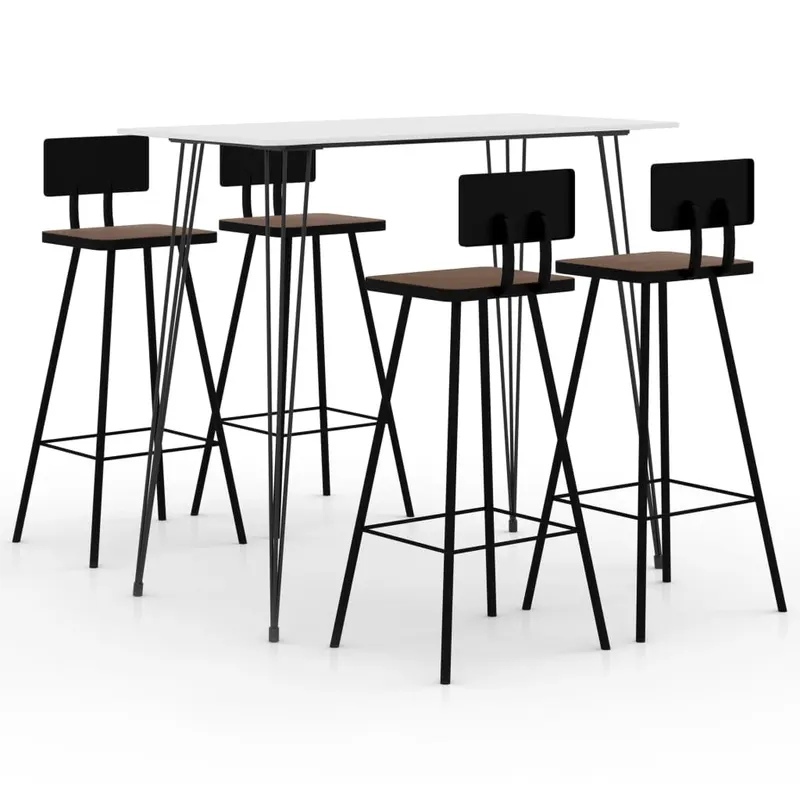 set mobilier de bar, 5 piese, alb