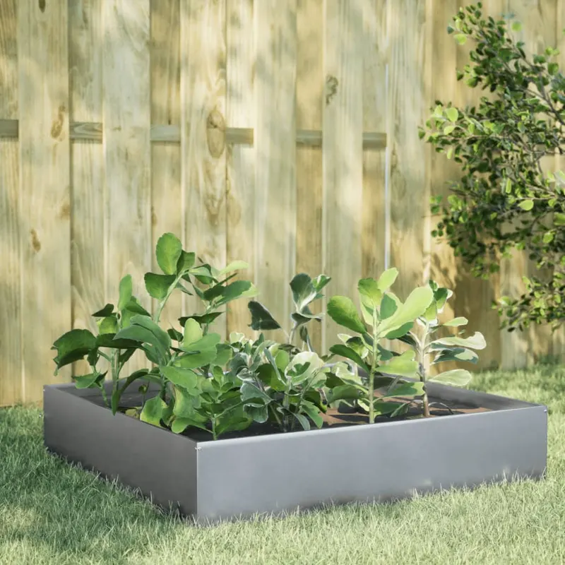 strat inaltat de gradina, 100x100x33,5 cm, otel galvanizat