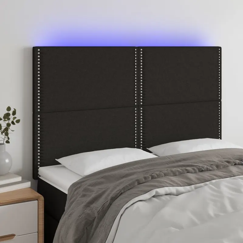 tablie de pat cu led, negru, 144x5x118/128 cm, textil