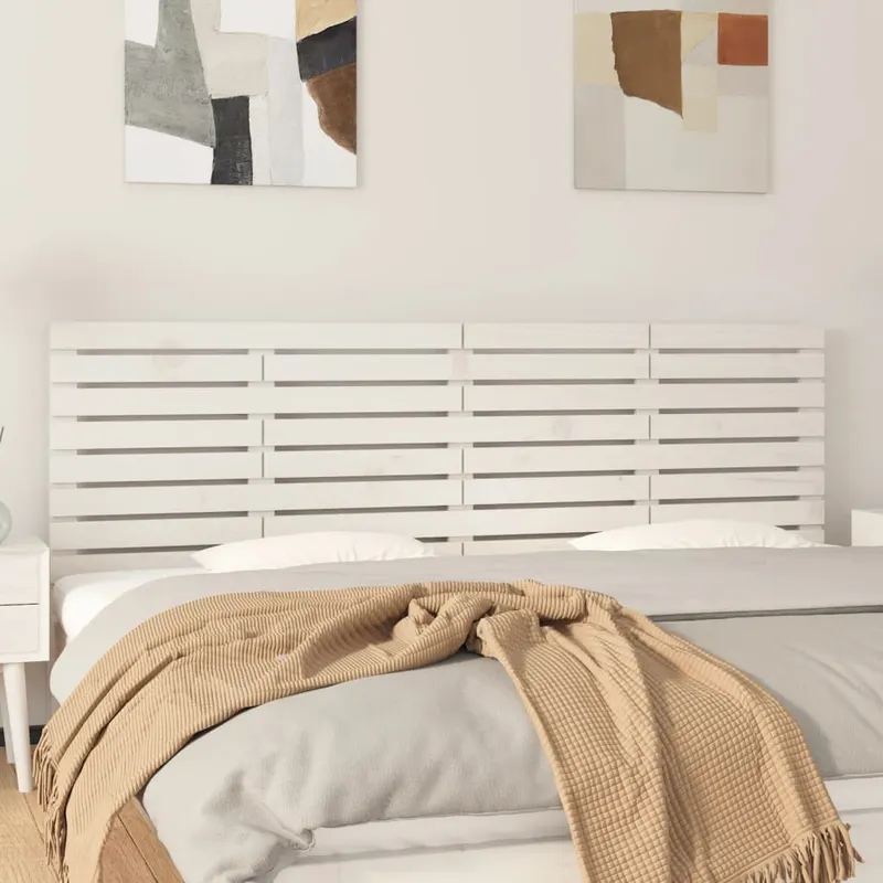 tablie de pat pentru perete, alb, 166x3x63 cm, lemn masiv pin