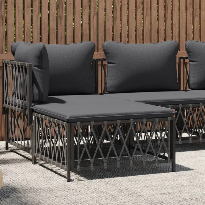 taburet de gradina cu perna, antracit, material tesut