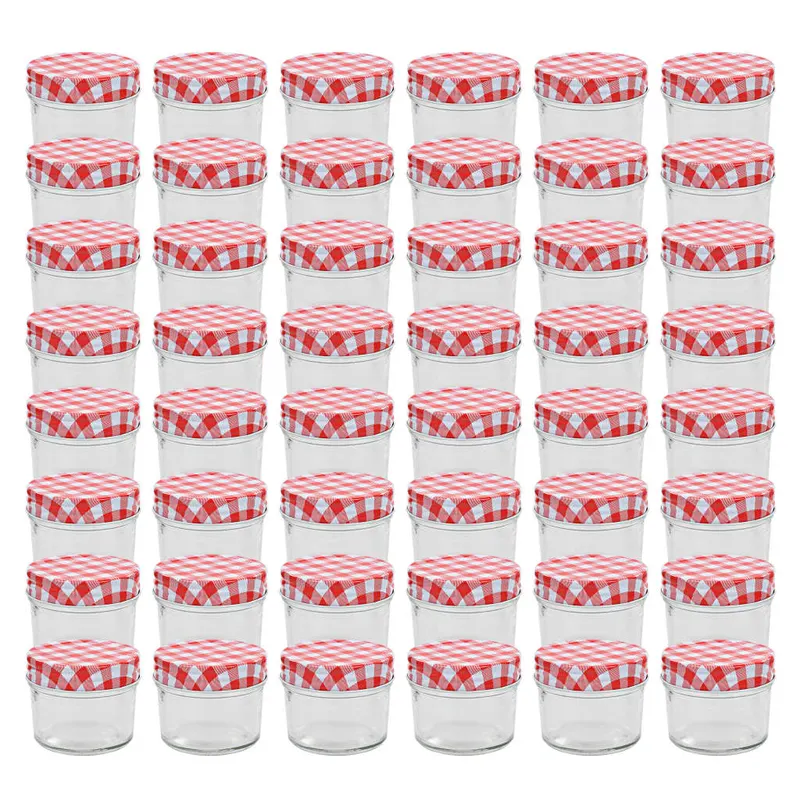 Borcane de sticla pentru gem capace alb si rosu, 48 buc, 110 ml