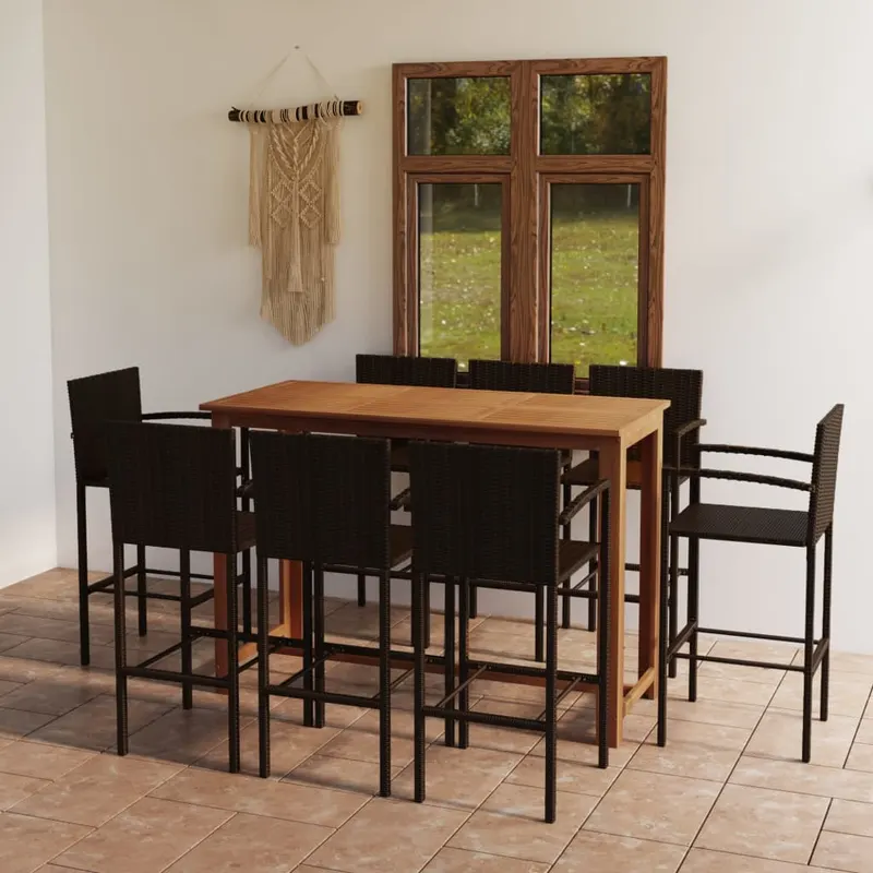 set mobilier bar de gradina, 9 piese, maro