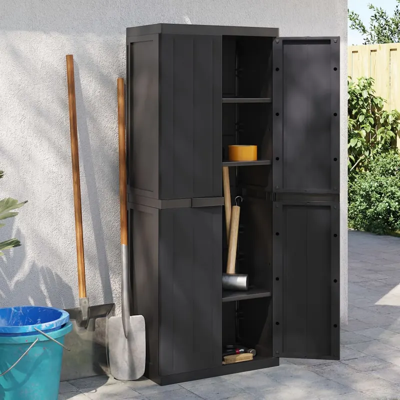 dulap depozitare de exterior, negru, 65x37x165 cm, pp