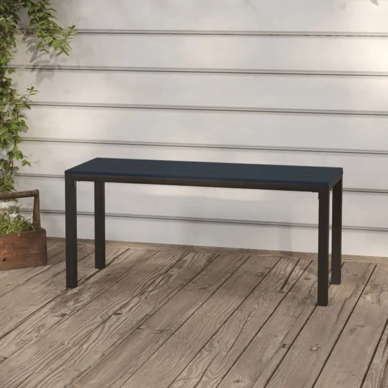 banca de gradina, negru, 110 cm, otel si wpc