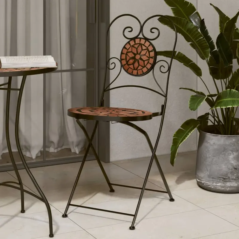 scaune de bistro pliabile, 2 buc., caramiziu, ceramica